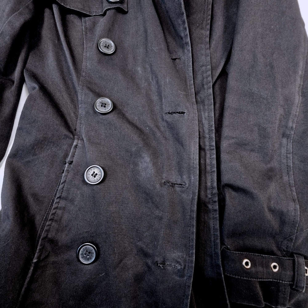 Tripp NYC Trench Coat Womens Small Black Corset Lace Up Goth Punk Vintage Pink - Picture 16 of 16